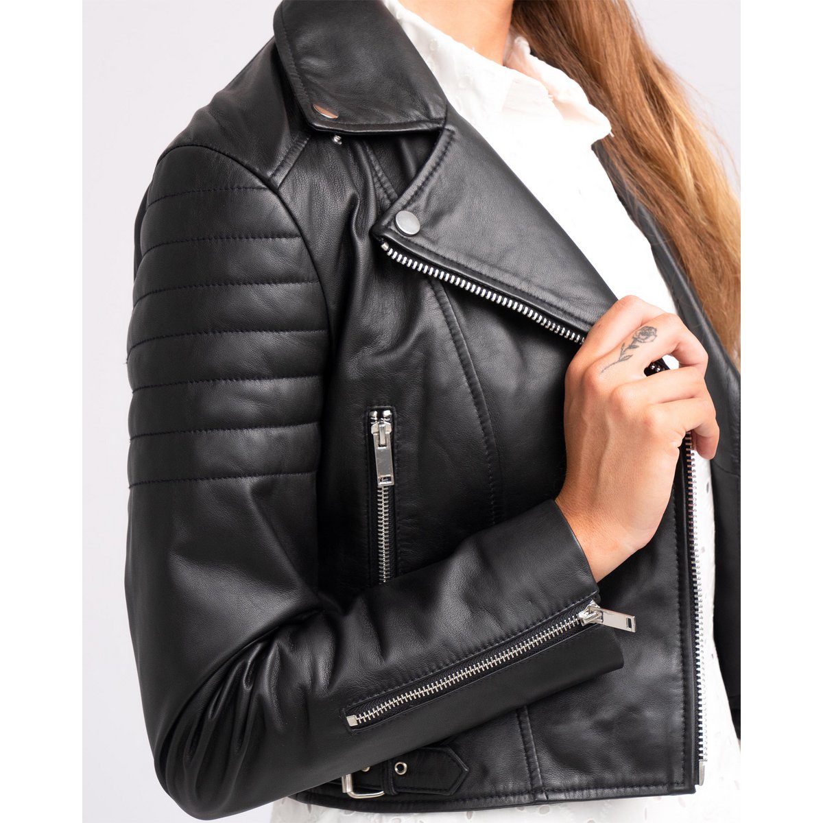 Кожено яке Cecilia - Leather Motorcycle Jacket