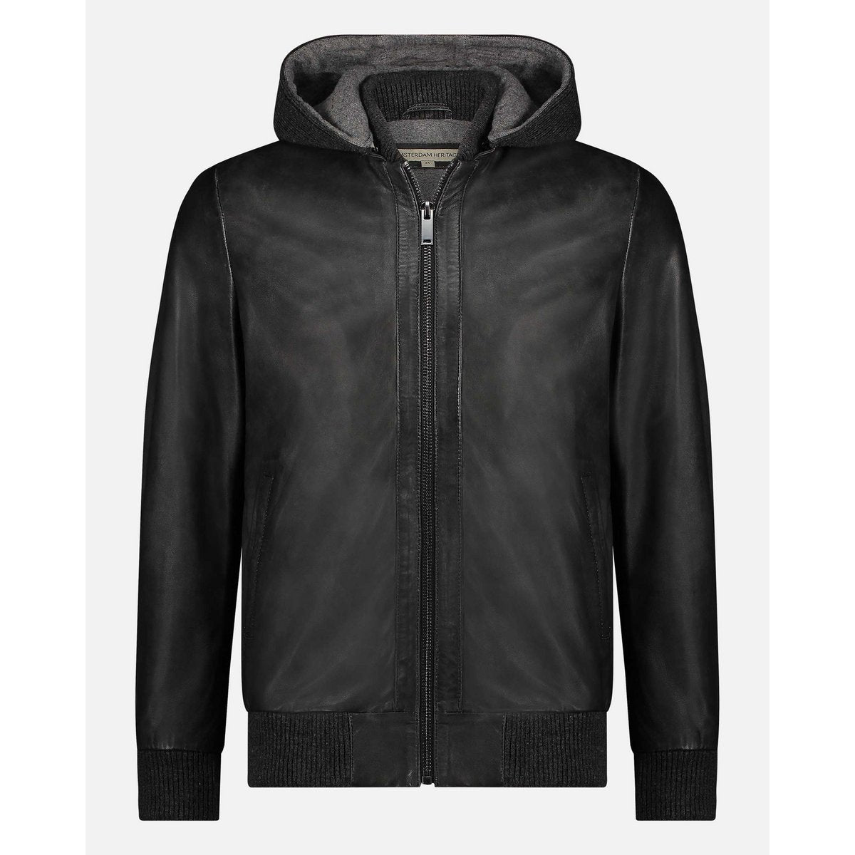 Leder-Motorradjacke mit Hoodie York | Leather Moto Jacket with Hoodie