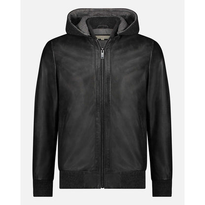 Leder-Motorradjacke mit Hoodie York | Leather Moto Jacket with Hoodie
