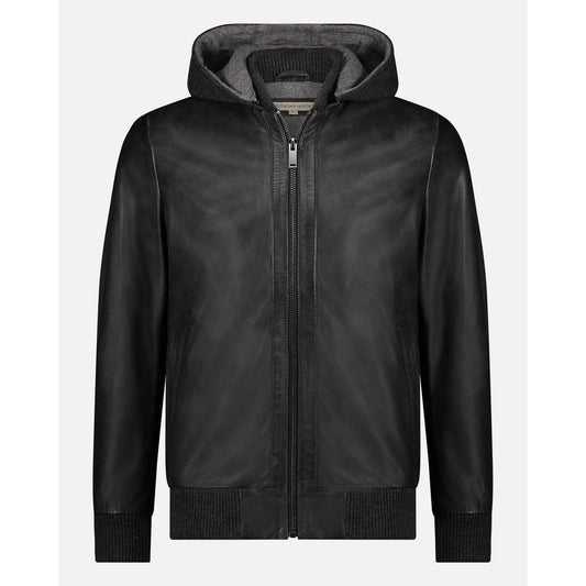Leder-Motorradjacke mit Hoodie York | Leather Moto Jacket with Hoodie