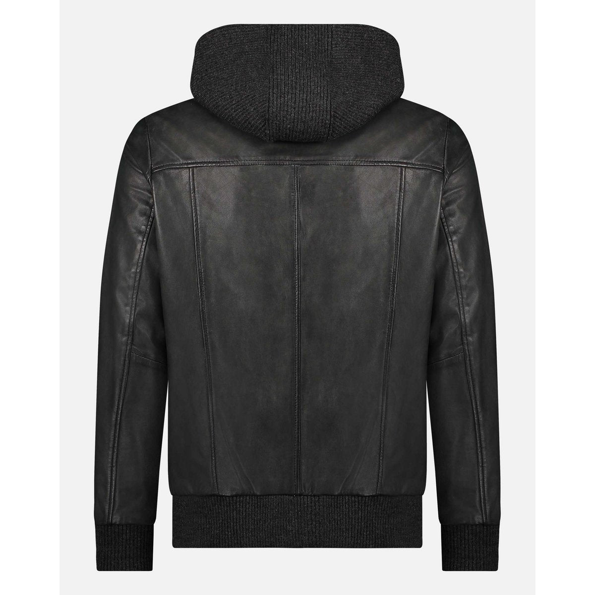 Leder-Motorradjacke mit Hoodie York | Leather Moto Jacket with Hoodie