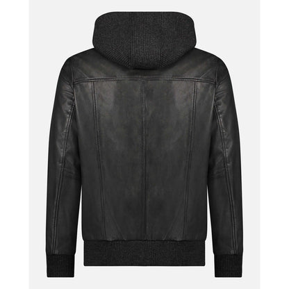 Leder-Motorradjacke mit Hoodie York | Leather Moto Jacket with Hoodie