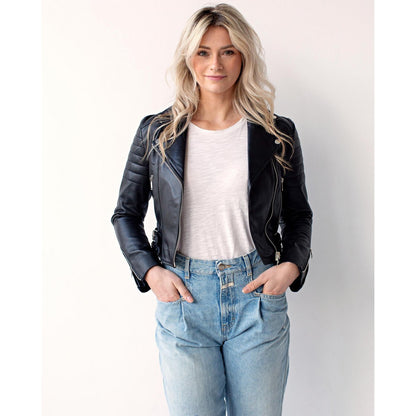 Кожено яке Cecilia - Leather Motorcycle Jacket
