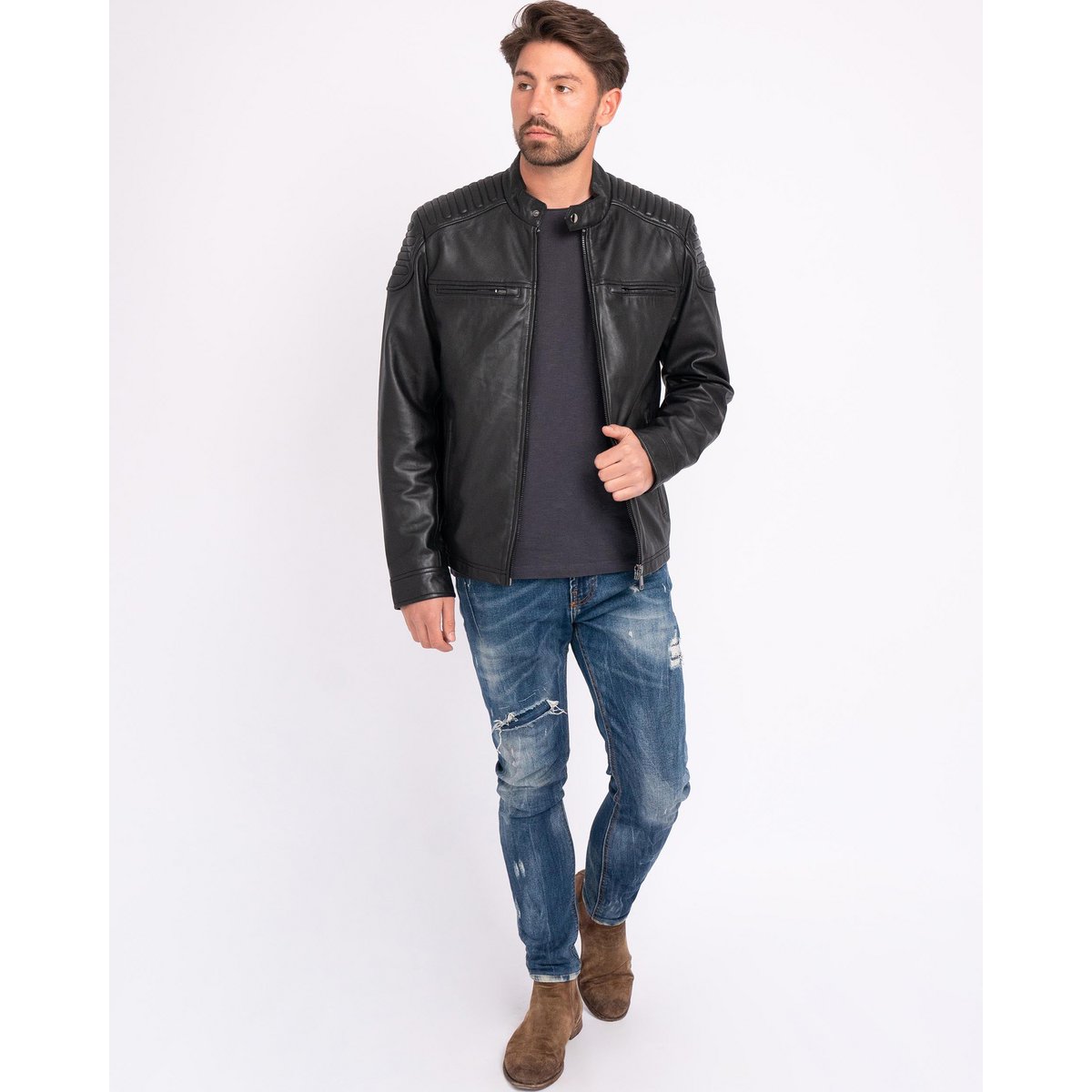 Мъжко кожено яке Hobbs │ Men's Leather Motorcycle Jacket