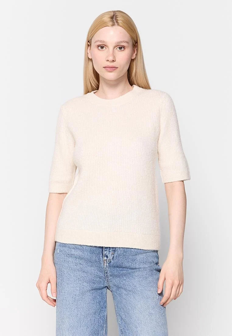 Блуза / пуловер Selected SLFLOLINA 2/4 O-NECK KNIT Off-white