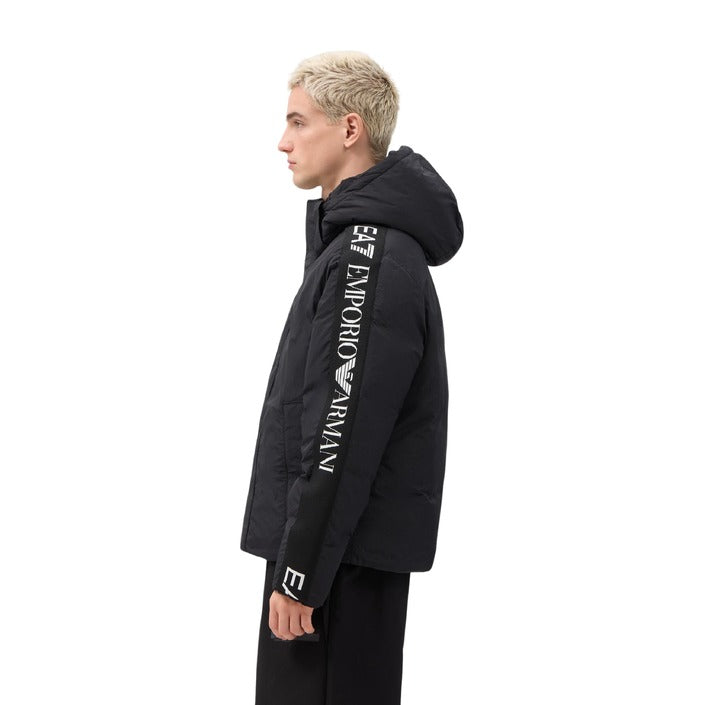 Herren-Winterjacke mit Hoodie Ea7, schwarz, Emporio Armani